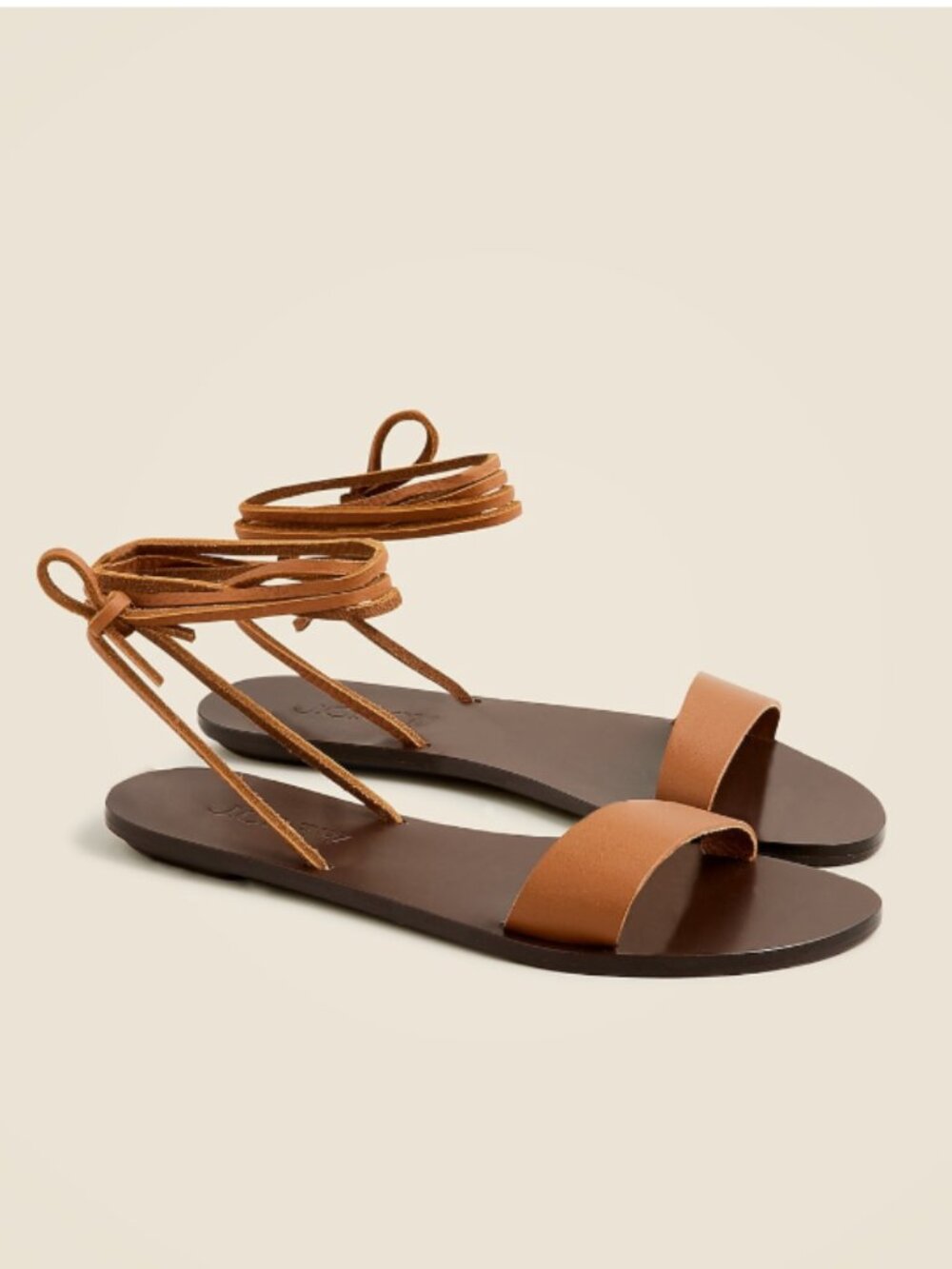 J.Crew 9 Carsen Lace-up Flat Sandals in Leather Brown